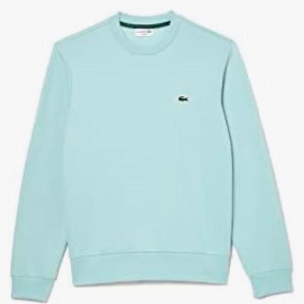 NEW Lacoste Mint Green/Light Aqua Crewneck Pullover Cotton Sweatshirt